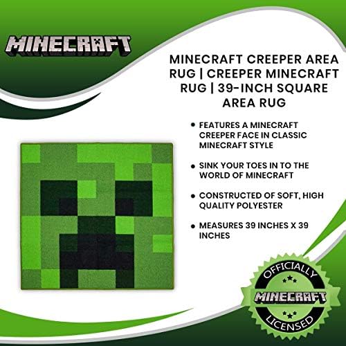 שטיח אזור Minecraft | שטיח קישוטים מטפסים כולל מטפס מקישוטי פנים מטפסים | שטיח שטח מרובע 39 אינץ '